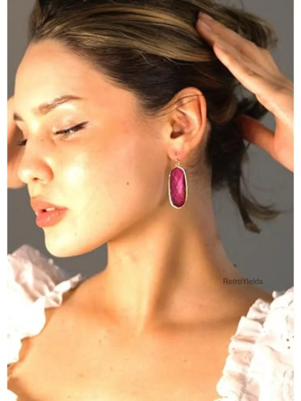 Colorful Sparkle Resin Dangle Drop Earrings with Gold Strand, Lightweight Fish